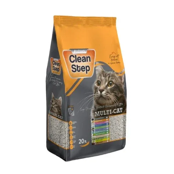 Jadawa Clean Step Activated Çoklu Kediler için Aktif Karbonlu Topaklanan Doğal Kedi Kumu İnce 20 Lt